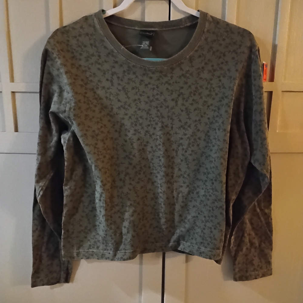 L.L. Bean Olive Floral Shirt